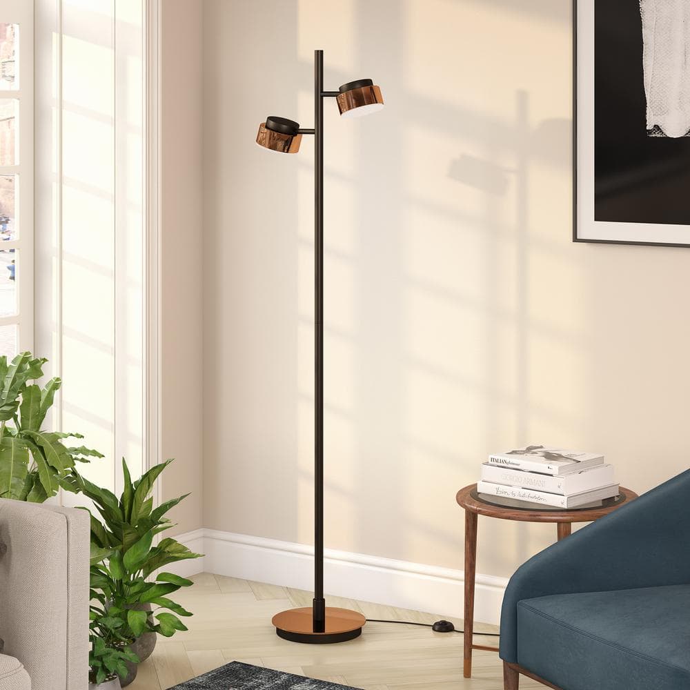 Sleek Bronze and Copper Industrial Elegance Floor Lamp