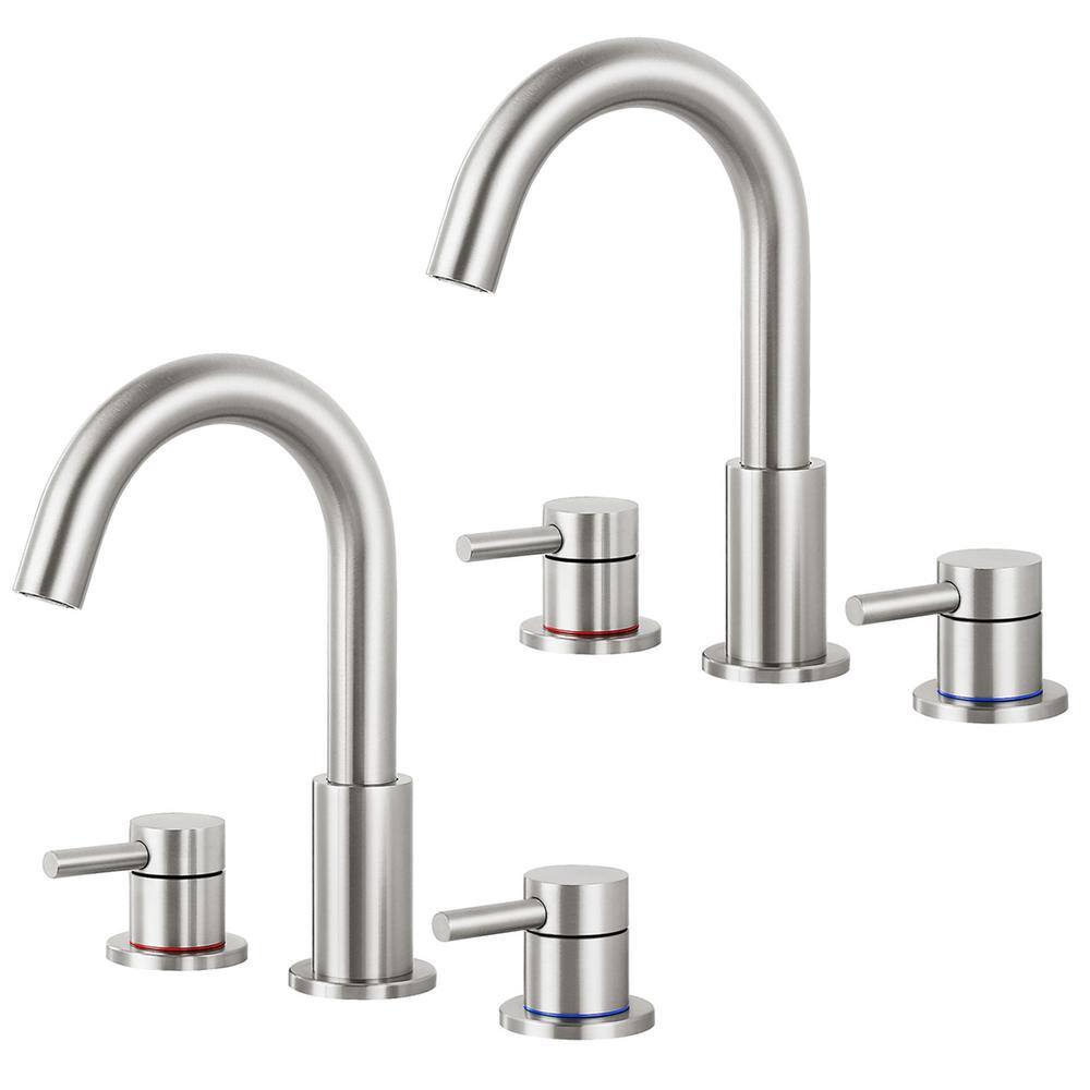 8 in. Widespread Double Handles Bathroom Faucet in Brushed Nickel (2-Pack)