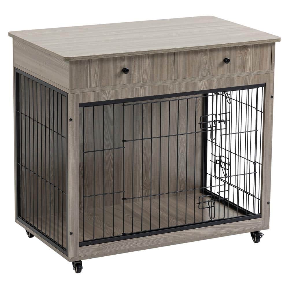 38.4 in. L x 23.2 in. W x 35 in. H Dog Crate Furniture Wooden Dog Crate End