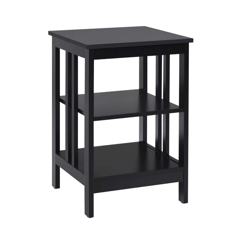 3-Tier Nightstand Sofa Side Table with Baffles and Round Corners