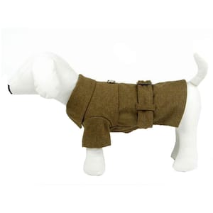 Small Static Olive Green Galore Back-Buckled Fashion Wool Dog Coat