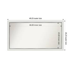 Medium Rectangle Satin White Silver Casual Mirror (26 in. H x 49 in. W)