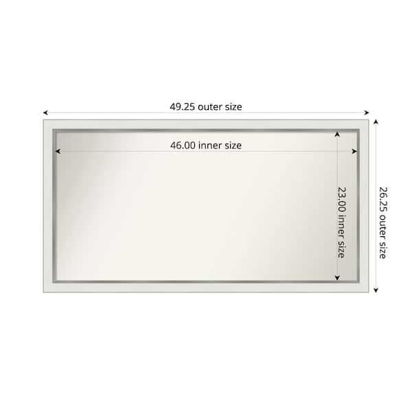Amanti Art Medium Rectangle Satin White Silver Casual Mirror (26 in. H x 49 in. W)