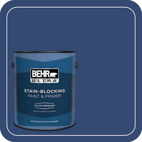 BEHR ULTRA 1 gal. #S-H-580 Navy Blue Extra Durable Satin Enamel Interior Paint & Primer