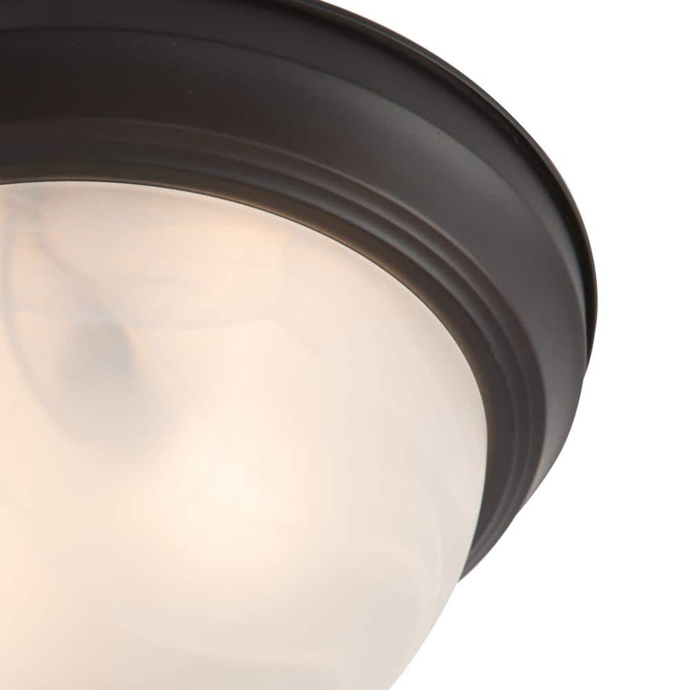 Oil Rubbed Bronze Flush Mount with White Marble Glass Shade
