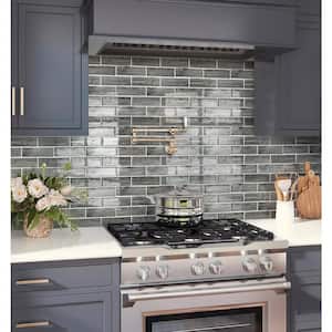 Gray 11.8 in. x 11.8 in. Polished Glass Subway Mosaic Tile (4.83 sq. ft./Case)