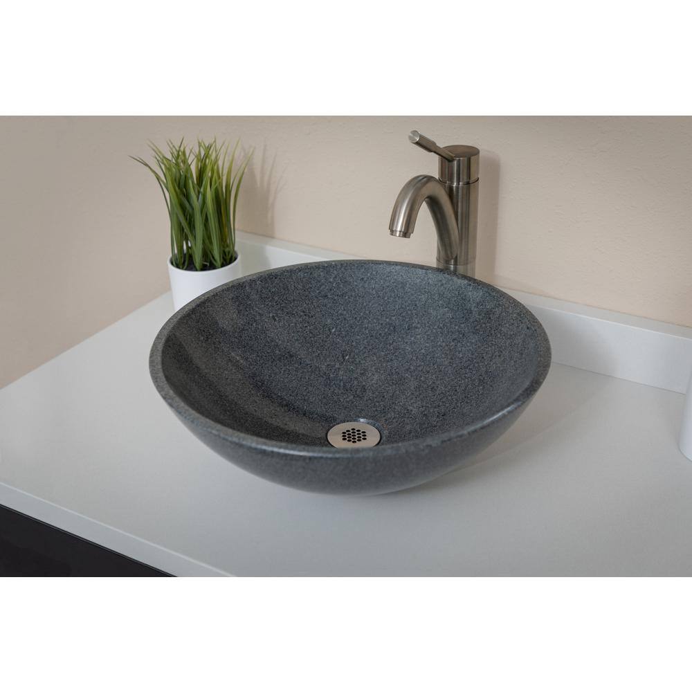 Sesame Gray Granite Circular Wall-Mount Bathroom Sink