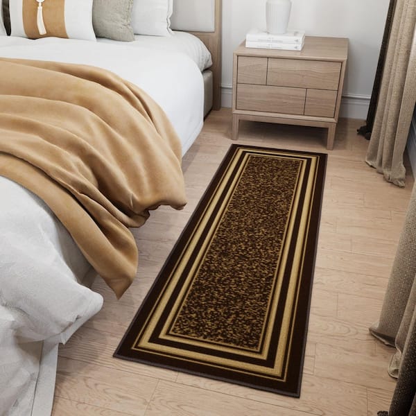 Ottomanson Ottohome Collection Non-Slip Rubberback Bordered Design