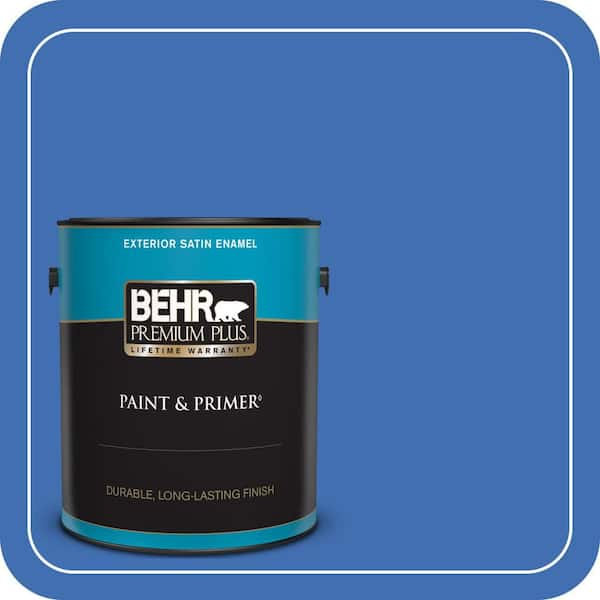 BEHR PREMIUM PLUS 1 gal. #T18-17 Wide Sky Satin Enamel Exterior Paint & Primer