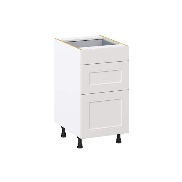 Galveston 18 in. W x 24 in. D x 34.5 in. H Assembled Shaker Drawer Base Kitchen Cabinet in Light Grey with 3-Drawers