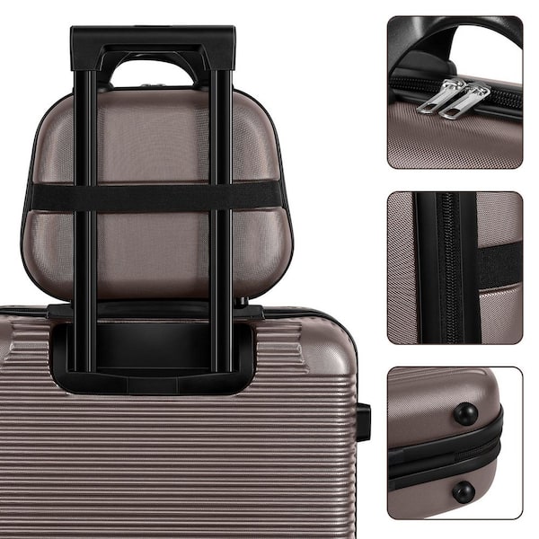 HIKOLAYAE 5-Piece Carry On Horizontal Stripe Luggage Set with