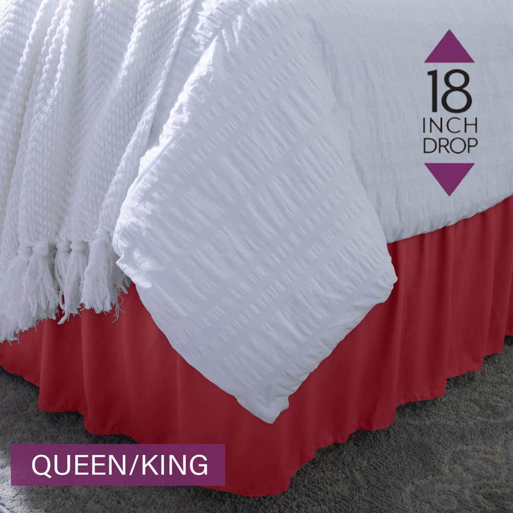 Home Details 18" Drop Wrap Around Bed Ruffle Queen/King in Burgundy