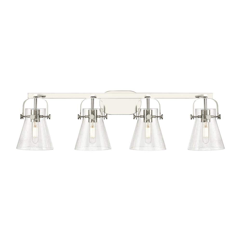 Pilaster II Cone 36.5 in. 4-Light Polished Nickel Vanity Light with Glass Shade price history on PriceWatchPro