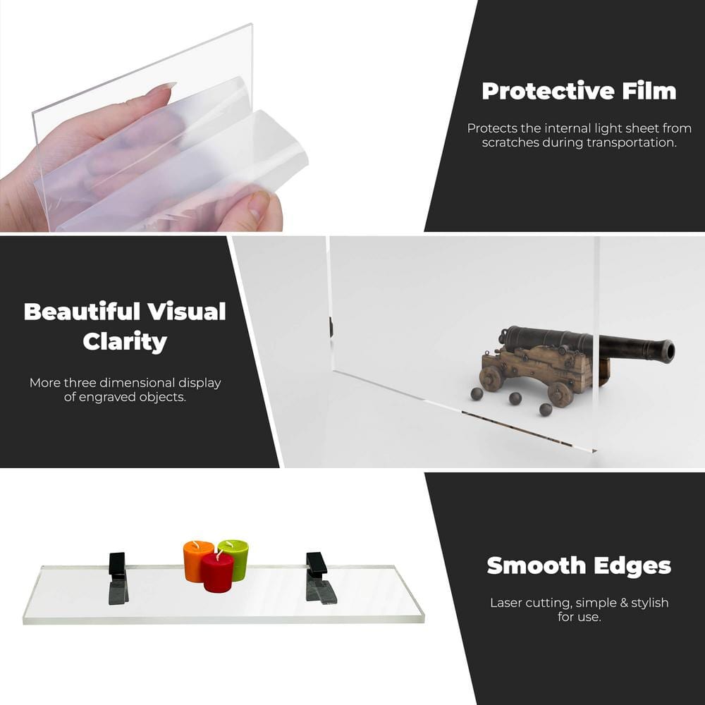 Clear Acrylic Floating Wall Shelf with Brushed Nickel Brackets