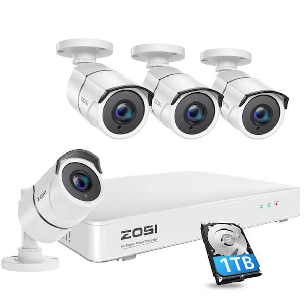 ZOSI 8-Channel 1080p Wired DVR Security System with 1TB Hard Drive and 4 Full HD Audio Cameras, 120 Night Vision