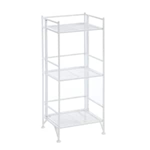 Designs2Go 33 in. White Powder Coated Metal 3-Shelf Modern Bookcase with Foldable Sides