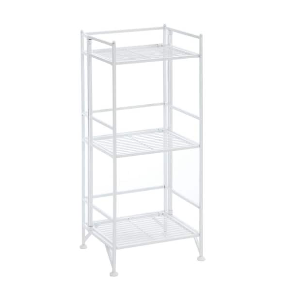 Convenience Concepts Designs2Go 33 in. White Powder Coated Metal 3-Shelf Modern Bookcase with Foldable Sides