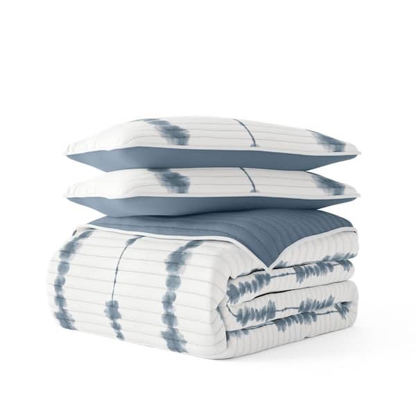 Becky Cameron All Season 3-Pcs Shibori Reversible Microfiber Quilt Set with Shams