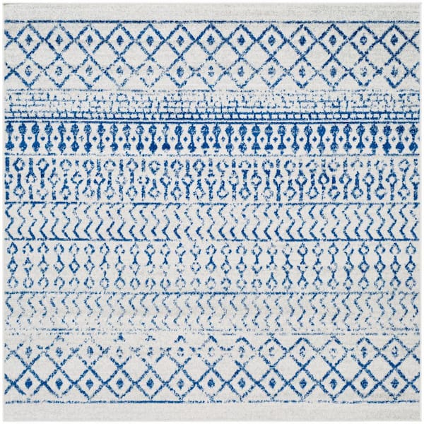 Alois Cream/Royal Blue Geometric 8 ft. x 8 ft. Indoor Square Area Rug