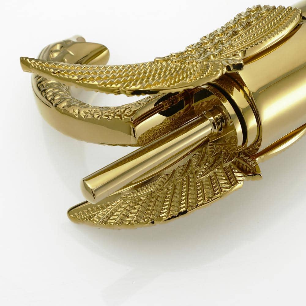 Polished Gold Swan Single Handle Vessel Sink Faucet