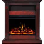 Sienna 34 in. Electric Fireplace Heater in Cherry with Mantel, Enhanced Log Display and Remote Control