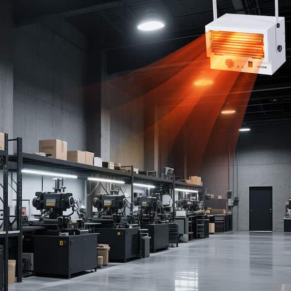 5000W (2500/5000W) Electric Garage Heater, Ceiling Mounted Shop Heater, 2-Settings and Overheat Protection Product