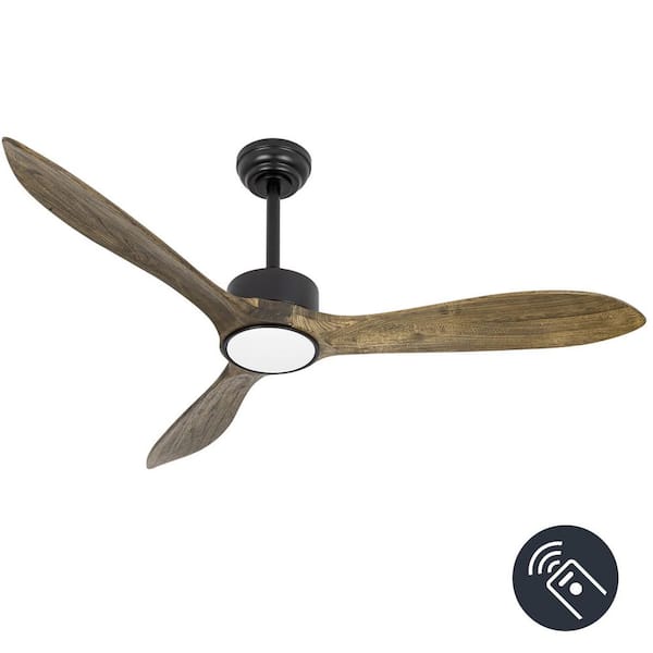 TAIFOND 52 in. LED Indoor Outdoor Matte Black and Mahogany Finished Ceiling Fan with 1-Light and Remote Control
