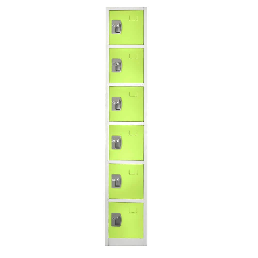 Green Solid Steel 6-Tier Freestanding Office Locker