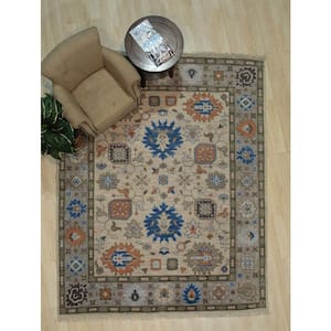 Beige 8 ft. x 10 ft. Hand Knotted Wool Traditional Modern Knot Area Rug