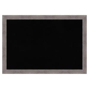 Pinstripe Plank Grey Narrow Framed Black Corkboard 39 in. x 27 in. Bulletine Board Memo Board