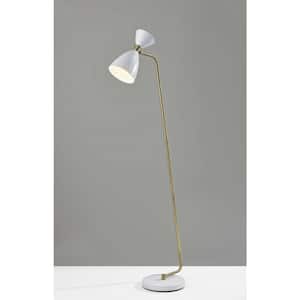 59 in. Gold and White 1 Light 1-Way (On/Off) Standard Floor Lamp for Liviing Room with Metal Lighthouse Shade
