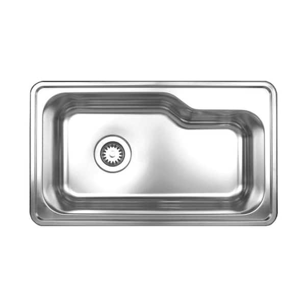 Whitehaus Collection Noah's Collection Drop-In Stainless Steel 34 in. Single Bowl Kitchen Sink in Brushed Stainless Steel