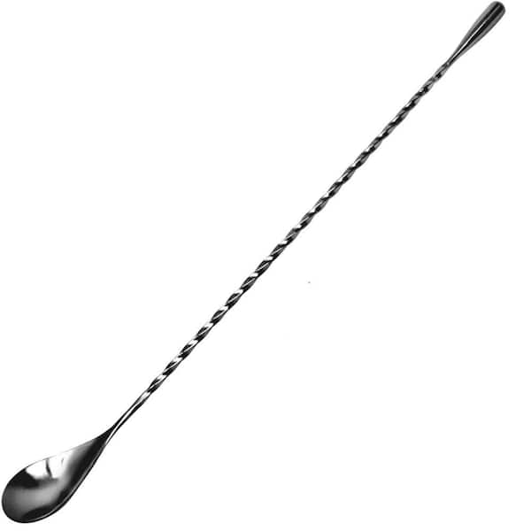 Zulay Kitchen 12 in. Stainless Steel Cocktail Spoon- Black