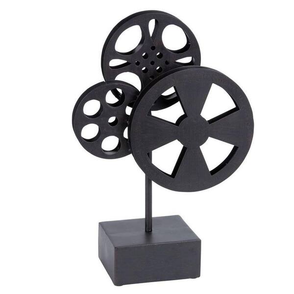 Home Decorators Collection 16 in. Movie Reel Decorative Sculpture Stand in Black