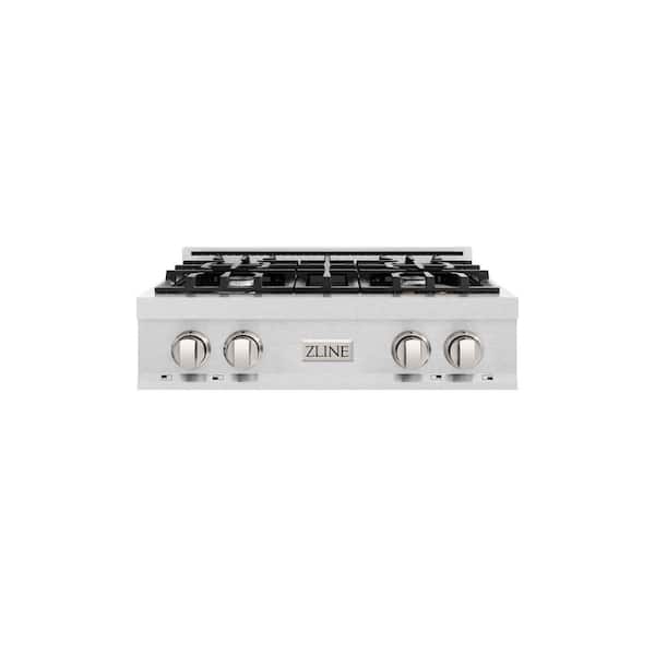30 in. Legacy Gas Rangetop with 4 Burners and Porcelain Cooktop in Satin Stainless Steel