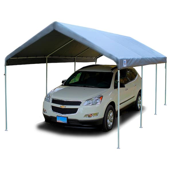 King Canopy Hercules 10 ft. x 20 ft., 2 in. Hammer Tone Steel Frame w/ buttons, 8-Leg, Carport, Grey