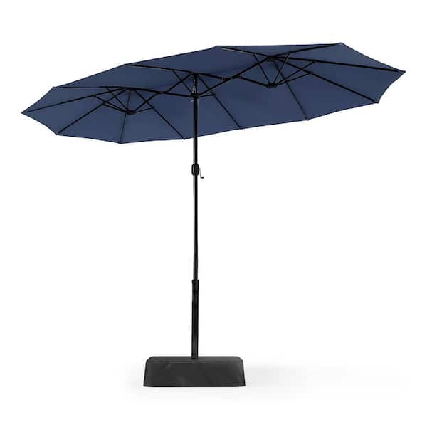 PHI VILLA 13 ft. Market Patio Umbrella No Weights 2-Side in Blue