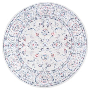 Modern Persian Vintage Medallion Light Grey/Red 6 ft. 7 in. Round Area Rug