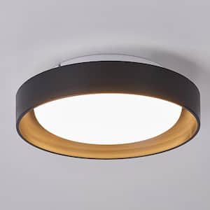 9.84 in. 1-Light Black Flush Mount with No Glass Shade and No Bulbs Included 1-Pack