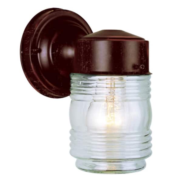 Quinn 1-Light Rust Outdoor Wall Light Fixture with Clear Glass