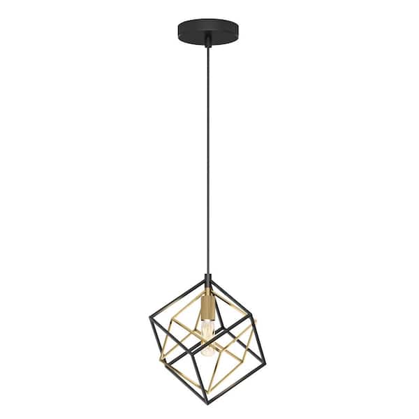 Imperium 25-Watt 1 Light Black & Gold Modern Mini Pendant Light Fixture for Kitchen Island