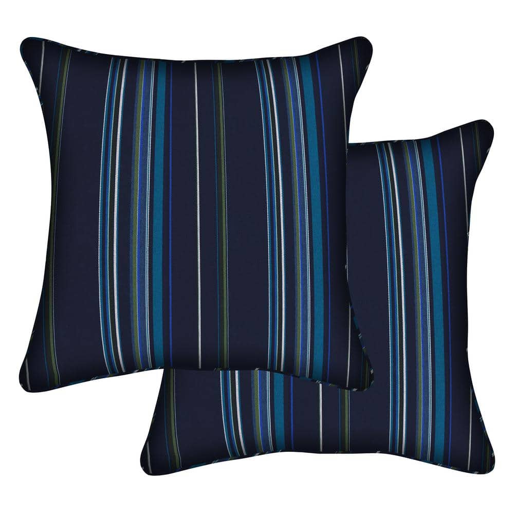 Outdoor Square Toss Pillow Sunbrella Stanton Lagoon (Set of 2)