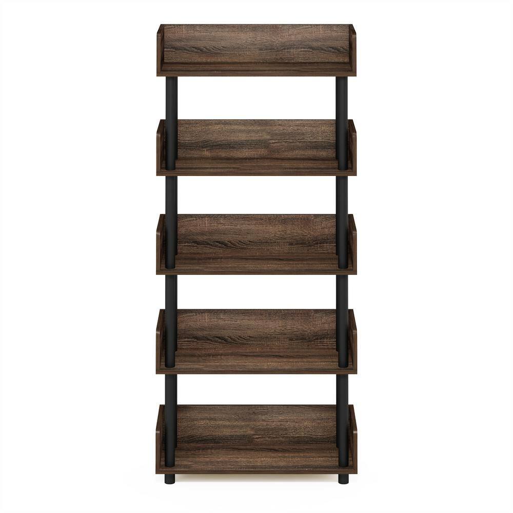 Walnut 5-Tier Toolless Freestanding Display Rack with PVC Tubes