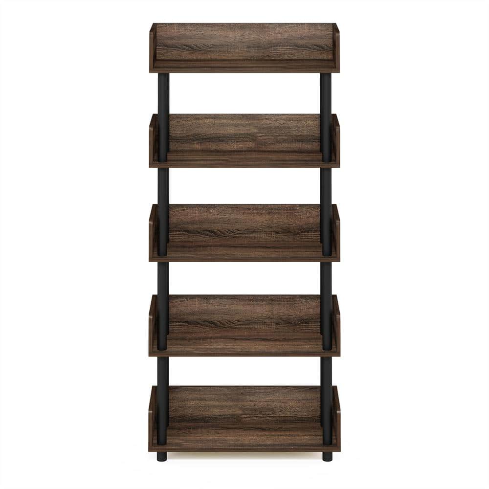 Walnut 5-Tier Toolless Freestanding Display Rack with PVC Tubes