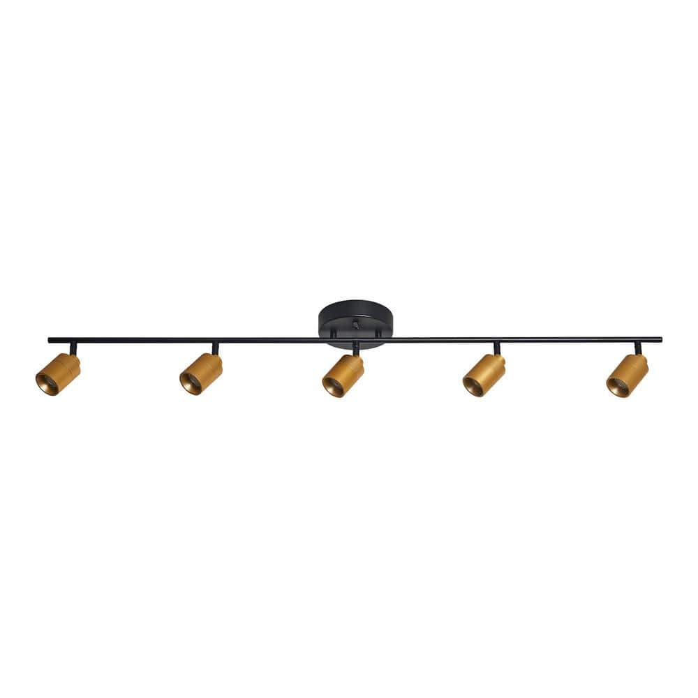 Vidalite 4 ft. 2450 Lumens Black and Brass Modern LED Track Light, 7Watt 5Bulb Fixed Rail with