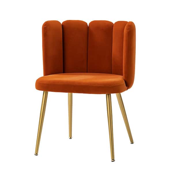 ARTFUL LIVING DESIGN Yginio Orange Velvet Side Chair with Metal Legs