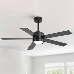 Nova 52 in. Integrated LED Indoor Black Ceiling Fans with Light and Remote