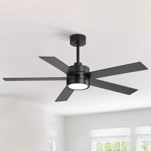 Lamober Nova 52 in. Integrated LED Indoor Black Ceiling Fans with Light and Remote