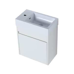 Anky 18.11 in. W x 10.23 in. D x 22.83 in. H Single Sink Bath Vanity in White Straight Grain with White Resin Top
