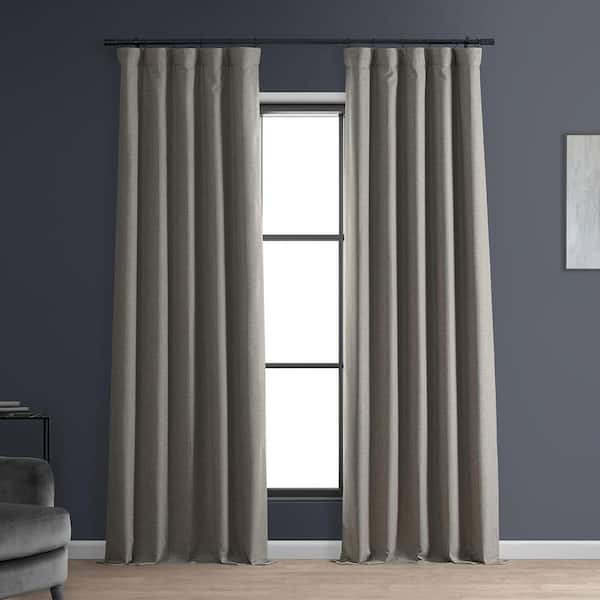 Exclusive Fabrics Signature Faux Linen Blackout Curtain - 50 x 96 - Destination Slate